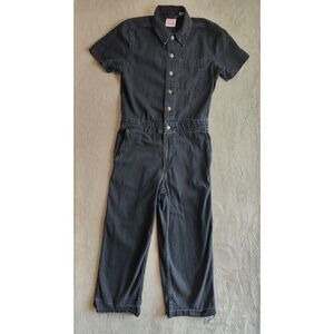 Levis Heritage Jumpsuit Women's Black Denim Casual Straight Leg Short Sleeve XS